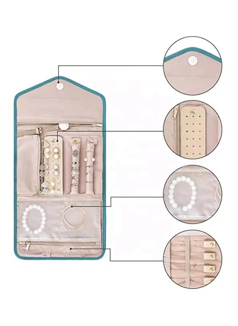 GT-Wheel Jewelry Bag for Women Waterproof Large Hanging Travel Organizer with Hook & Transparent Compartments  - Image 5