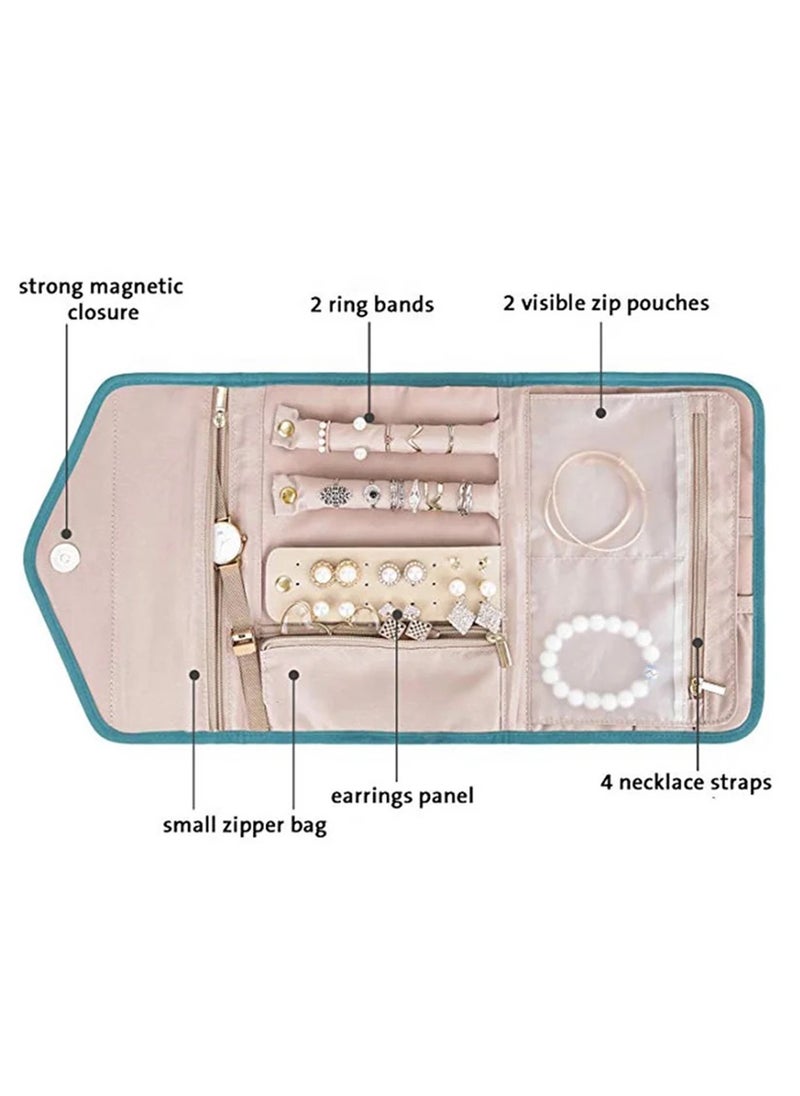 GT-Wheel Jewelry Bag for Women Waterproof Large Hanging Travel Organizer with Hook & Transparent Compartments  - Image 4