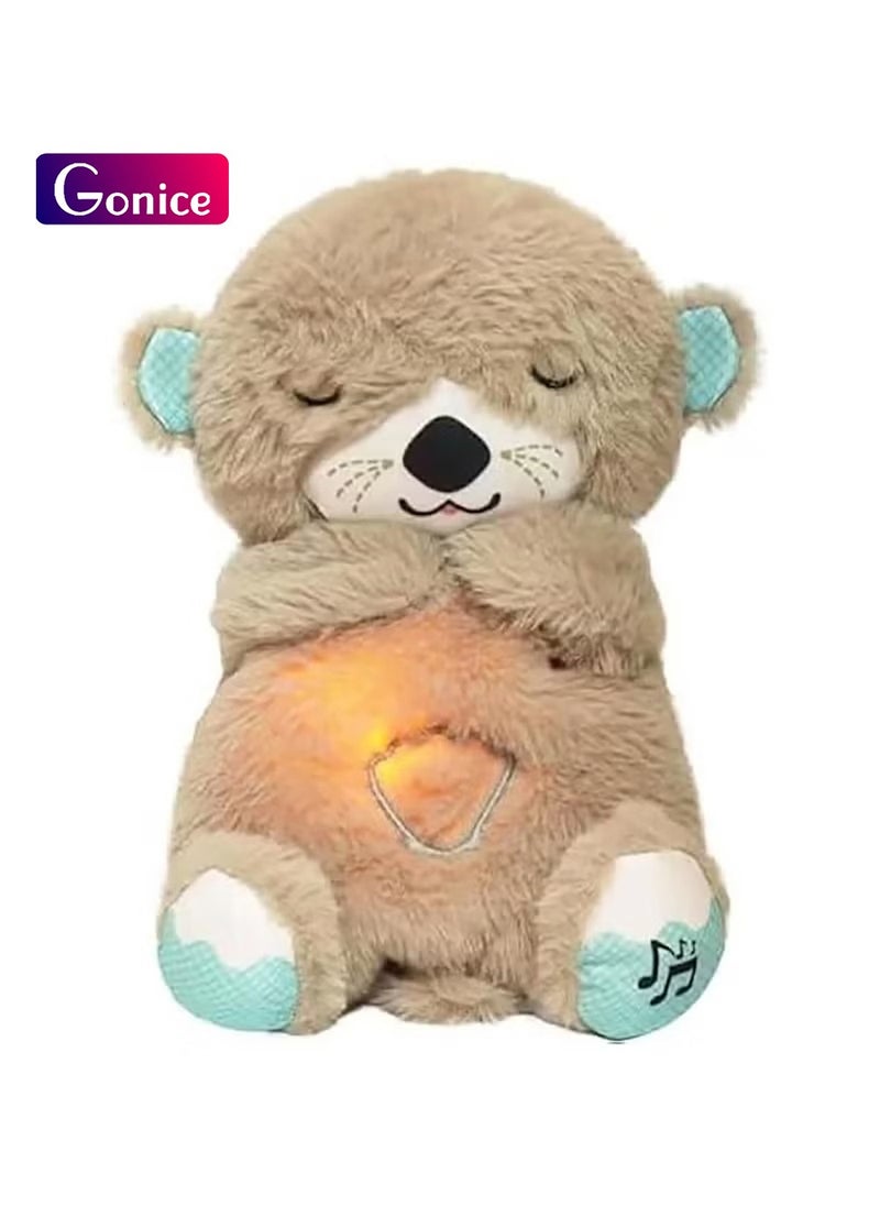 Gonice Breathing Otter, Soothe 'N Snuggle Otter with Breathing Movements and Music, Baby Breathing Soothing Otter Plush Doll, Music Sleep Companion, Sleep Aid（brown）  - Image 1