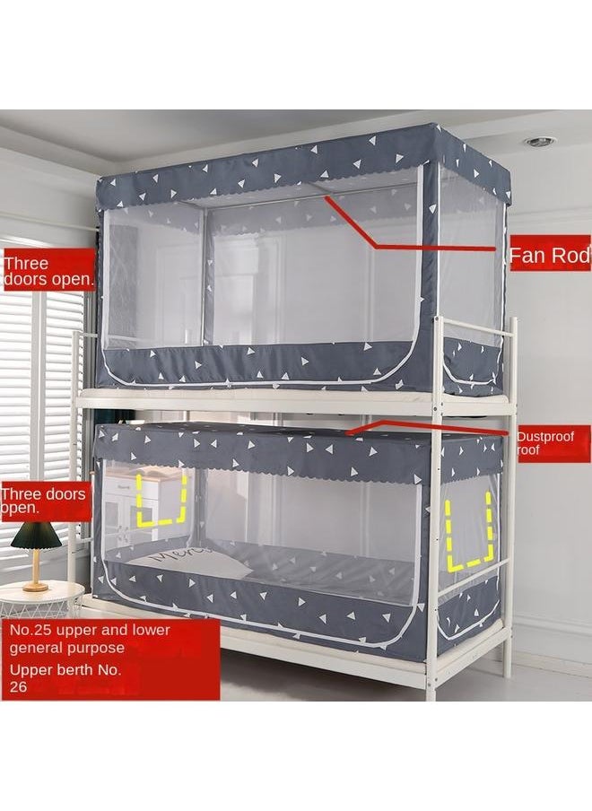 Bluejw - Transparent Primary And Middle School Students' Dormitory Mosquito Net School Iron Frame Bed Top And Bottom Burds With Bracket 0.9m Single Bed - Image 1