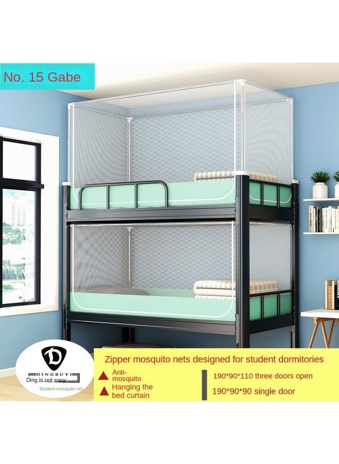 Bluejw - Transparent Primary And Middle School Students' Dormitory Mosquito Net School Iron Frame Bed Top And Bottom Burds With Bracket 0.9m Single Bed - Image 1