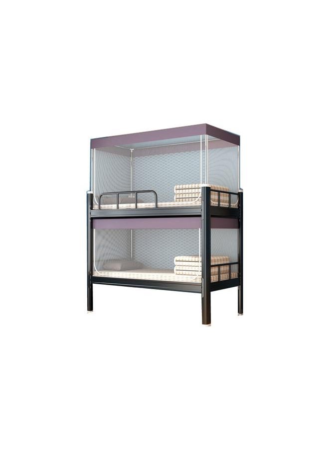 Bluejw - Transparent Primary And Middle School Students' Dormitory Mosquito Net School Iron Frame Bed Top And Bottom Burds With Bracket 0.9m Single Bed - Image 1
