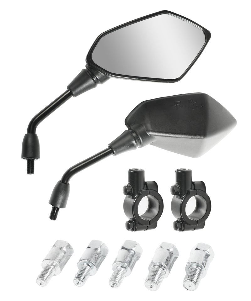 RACOONA Motorcycle Mirrors,Motorcycle Mirrors for Handlebar,TV Mirrors Motorcycle Rear View Mirror,Car Accessories Handlebar Rear View Side Mirror with M8 M10 Bolt,Fits Bike,Scooter,ATV,UTV,Dirt Bike - Image 1