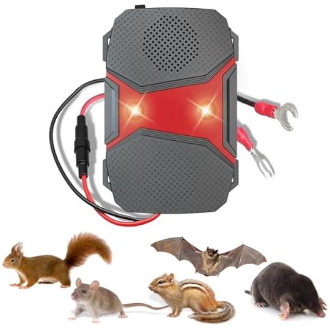 rayihni outdoor 12V Ultrasonic Car Mice Repellent with Flash,Anti-Martor Repellent for Car,Garage,Instant and Long-Term Marten Protection in the Engine Bay,LED flashing light marten scare defence - Image 2