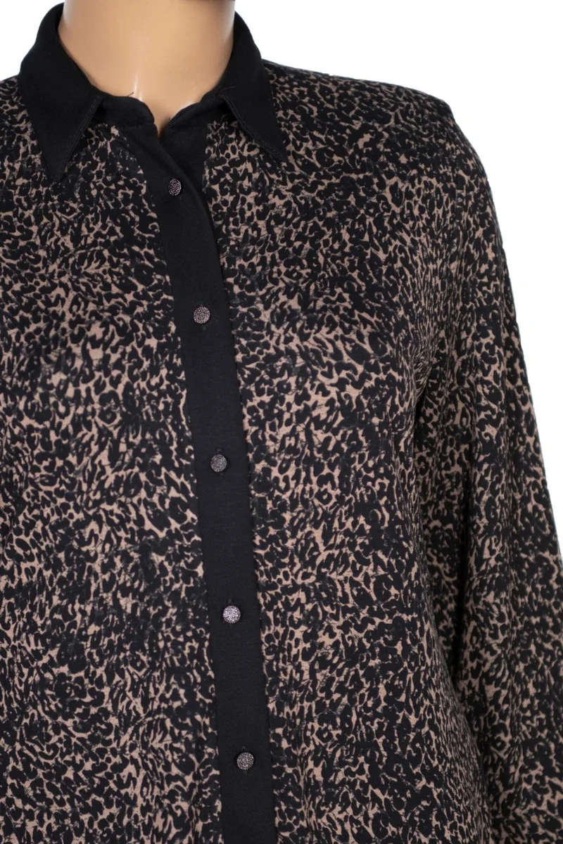 Hesna Women's Feza Pebble Patterned Black Shirt