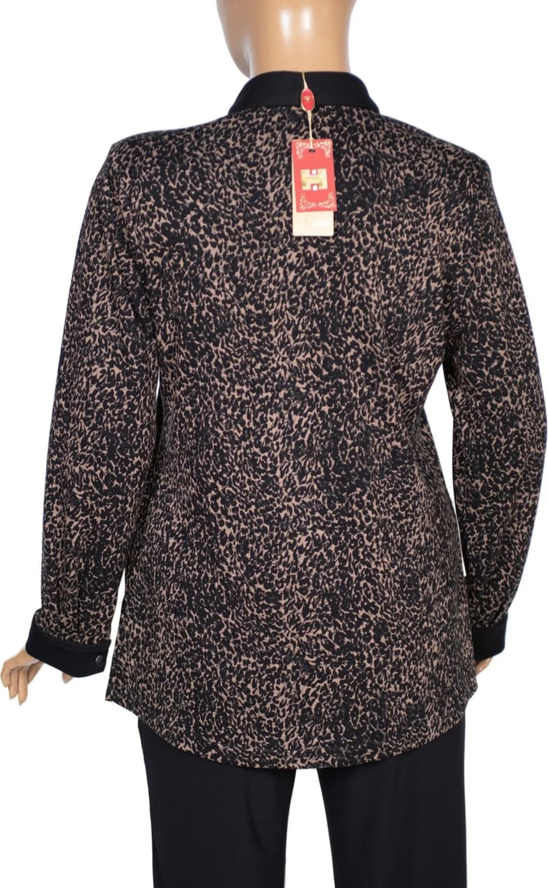 Hesna Women's Feza Pebble Patterned Black Shirt