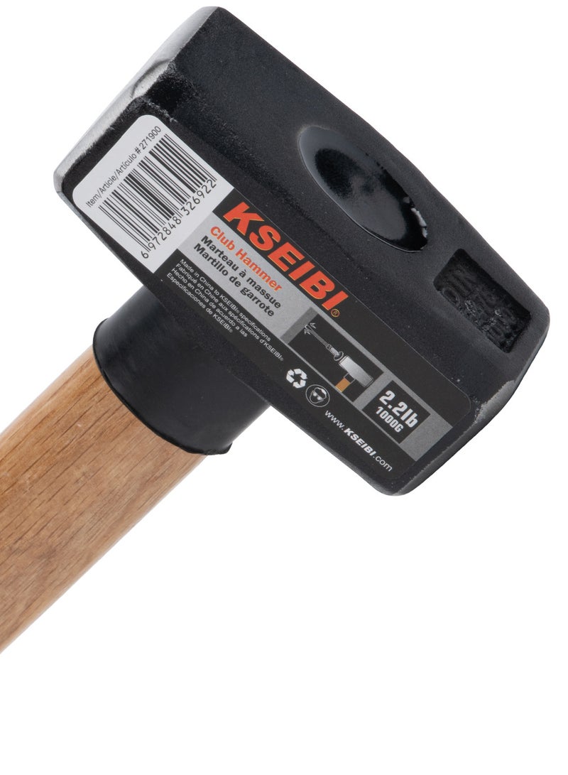 KSEIBI Club Hammer 1500g – Heavy-Duty Hardened Steel Head, Durable Wooden Handle, Professional-Grade Sledge Mallet for Construction, Demolition, and DIY Projects  - Image 3