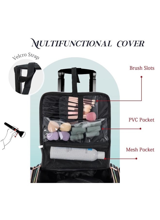 Stagiant Rolling Makeup Train Case, Professional Makeup Case, Travel Cosmetic Organizer Make Up Storage Bag for Makeup Artist, Hairstylist, Barbers, with 5 Toiletry Bags, Black  - Image 2