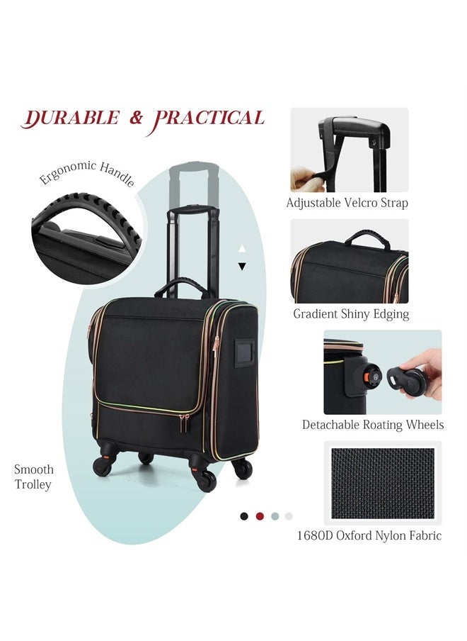 Stagiant Rolling Makeup Train Case, Professional Makeup Case, Travel Cosmetic Organizer Make Up Storage Bag for Makeup Artist, Hairstylist, Barbers, with 5 Toiletry Bags, Black  - Image 4