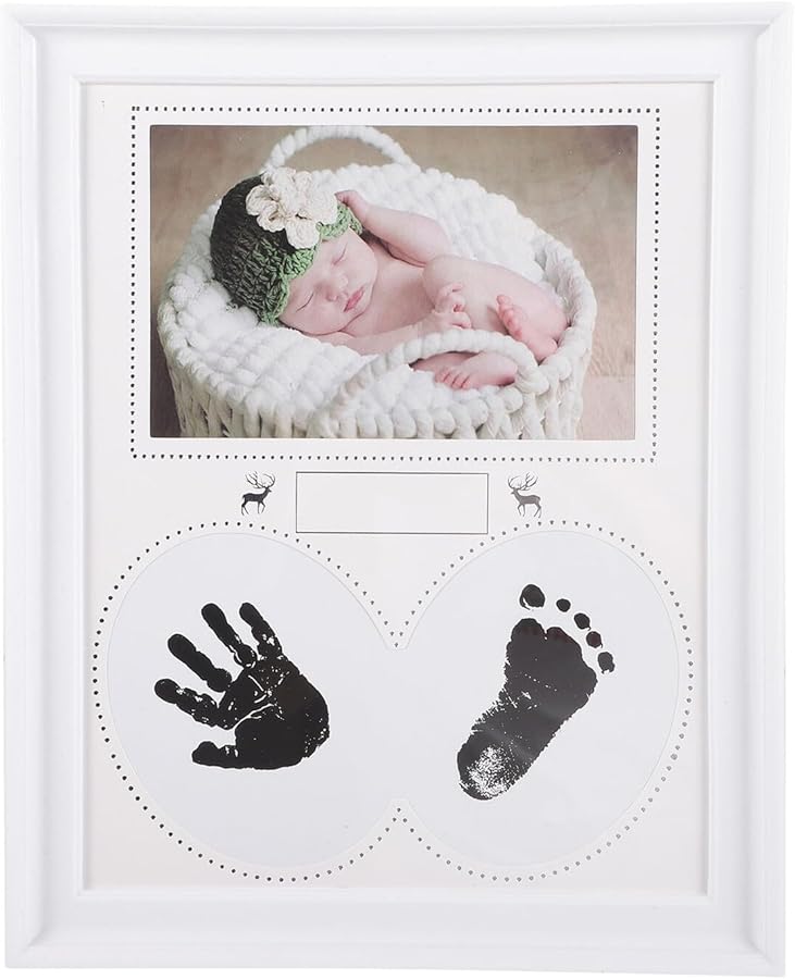6 Inch White Handprint Footprint Frame For Newborns First Year Keepsake Nursery Decor - Image 1