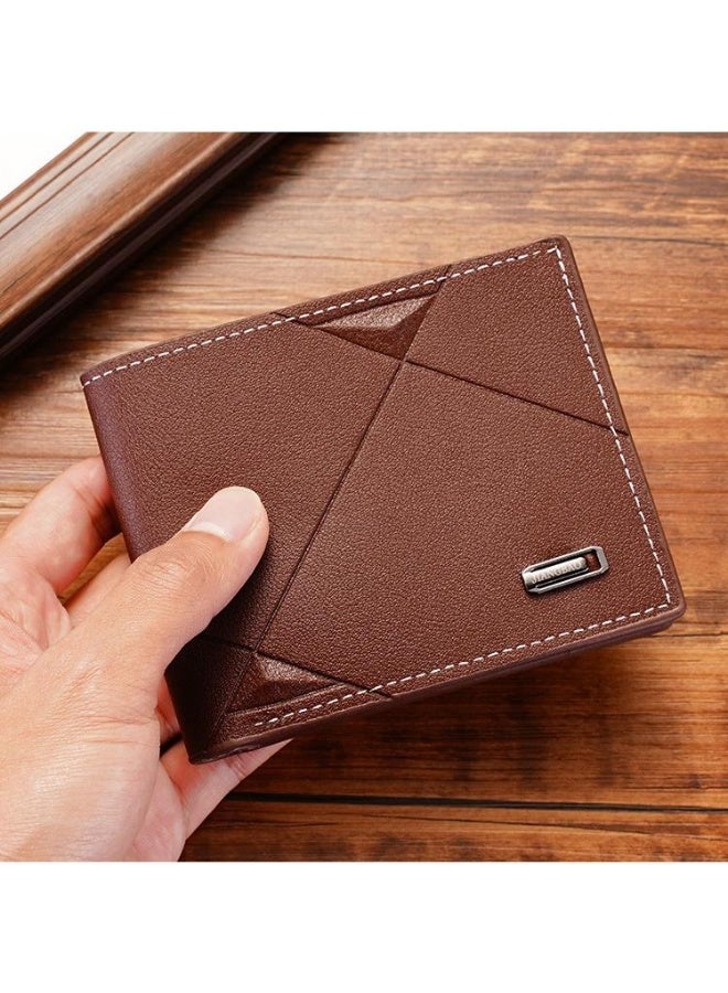 جيانغ بي أو محفظة رجالية قصيرة جديدة ثلاثية الطي - محفظة أفقية رفيعة من جلد البولي يوريثان الناعم مع فتحات متعددة للبطاقات، محفظة خفيفة الوزن كاجوال للشباب والاستخدام اليومي - Image 2