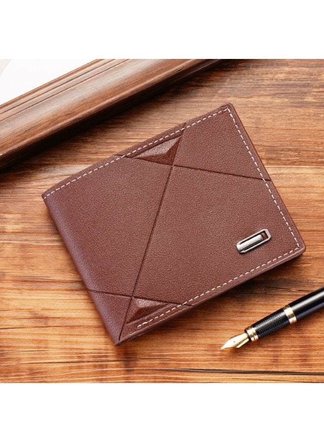 جيانغ بي أو محفظة رجالية قصيرة جديدة ثلاثية الطي - محفظة أفقية رفيعة من جلد البولي يوريثان الناعم مع فتحات متعددة للبطاقات، محفظة خفيفة الوزن كاجوال للشباب والاستخدام اليومي - Image 1