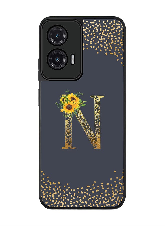 Stylizedd For Motorola Moto G35 Case,Slim fit Camera Protection, Shockproof Thin Phone cover  - Custom Floral Monogram - N  (Grey )