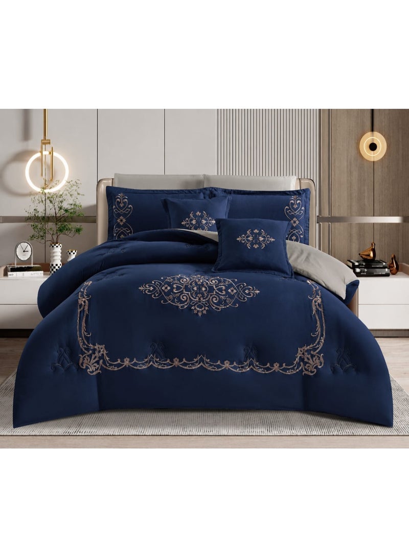8-Piece Embroidered Summer Double Bedspread Set – High Quality and Sophisticated Design with Elegant Accents - Image 1