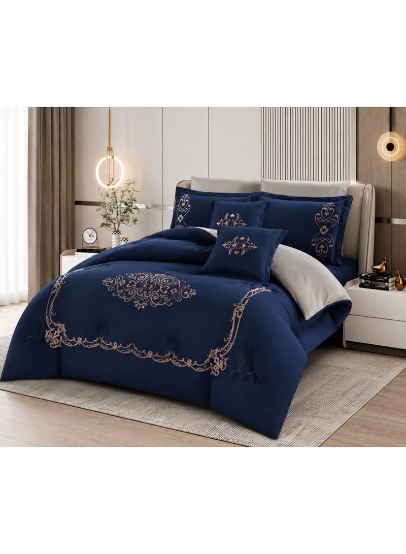 8-Piece Embroidered Summer Double Bedspread Set – High Quality and Sophisticated Design with Elegant Accents - Image 2