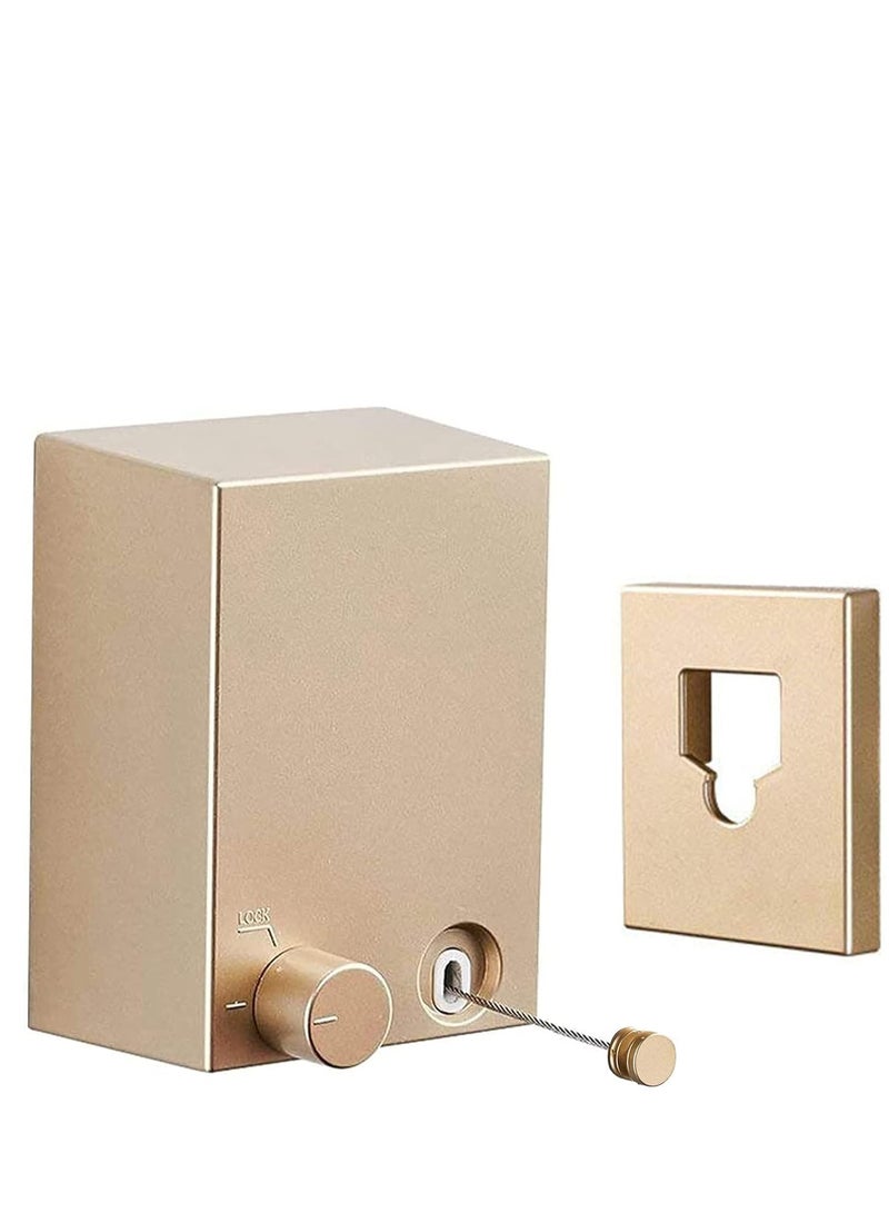 حبل غسيل قابل للسحب، رف تجفيف حبل الغسيل الأوتوماتيكي الربيعي، خط تجفيف ملابس رف تجفيف مثبت على الحائط، خط تجفيف من الفولاذ المقاوم للصدأ مثبت على الحائط للشرفة، الحمام (اللون: ذهبي) - Image 1