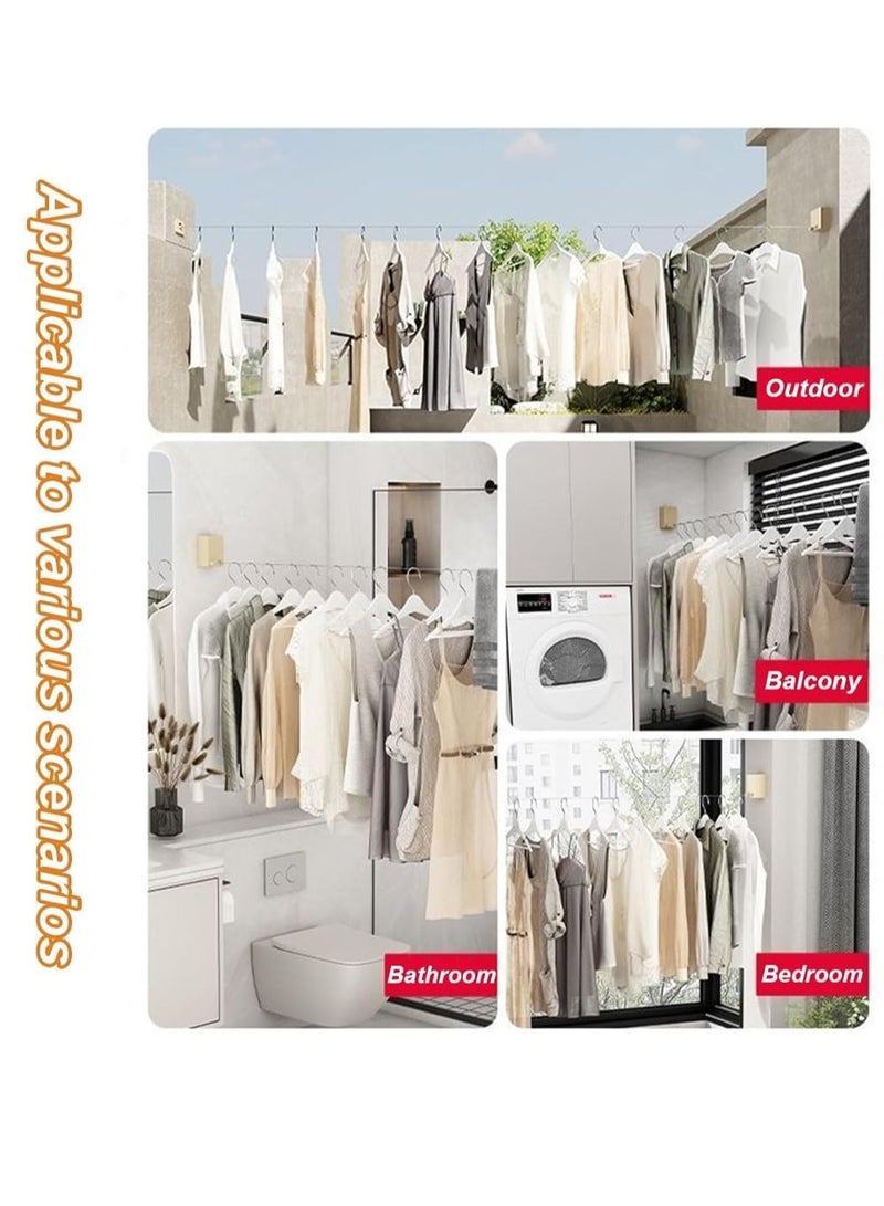 حبل غسيل قابل للسحب، رف تجفيف حبل الغسيل الأوتوماتيكي الربيعي، خط تجفيف ملابس رف تجفيف مثبت على الحائط، خط تجفيف من الفولاذ المقاوم للصدأ مثبت على الحائط للشرفة، الحمام (اللون: ذهبي) - Image 3