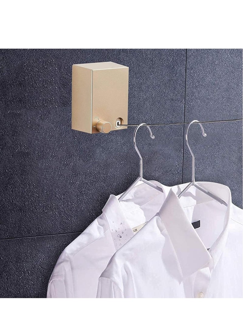 حبل غسيل قابل للسحب، رف تجفيف حبل الغسيل الأوتوماتيكي الربيعي، خط تجفيف ملابس رف تجفيف مثبت على الحائط، خط تجفيف من الفولاذ المقاوم للصدأ مثبت على الحائط للشرفة، الحمام (اللون: ذهبي) - Image 4