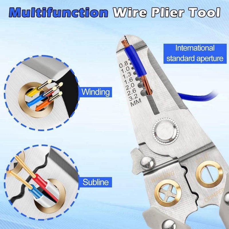DHARMINSON Multifunction Wire Plier Tool 6 in 1 MultiFunctional Wire Splitting Pliers Electrical Stripping Tool for Electric Cable Stripping Cutting Cable Stripper and Crimping - Image 5