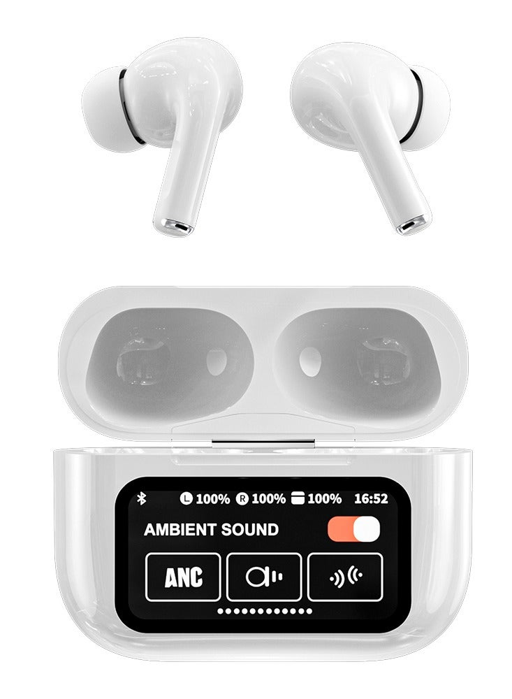 Wireless earphones Bluetooth headphones, Bluetooth 5.4 AI smart chip, LED full-color touchscreen, Compatible with iOS and Android systems,White  - Image 1