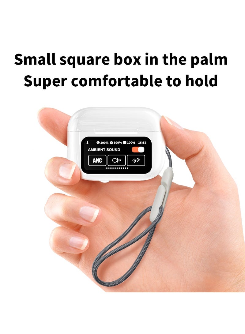 Wireless earphones Bluetooth headphones, Bluetooth 5.4 AI smart chip, LED full-color touchscreen, Compatible with iOS and Android systems,White  - Image 2