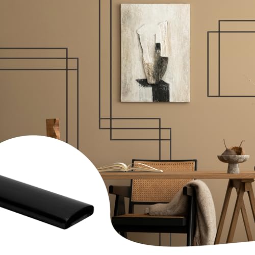 JSIWOTH 9.8 Ft Peel and Stick Wall Molding Trim, Matte Black Self Adhesive Flexible Trim for Wall, Edges, Borders, Window Frames, Backsplash Tiles, Baseboard & More (W:0.4", T:0.1") - Image 1