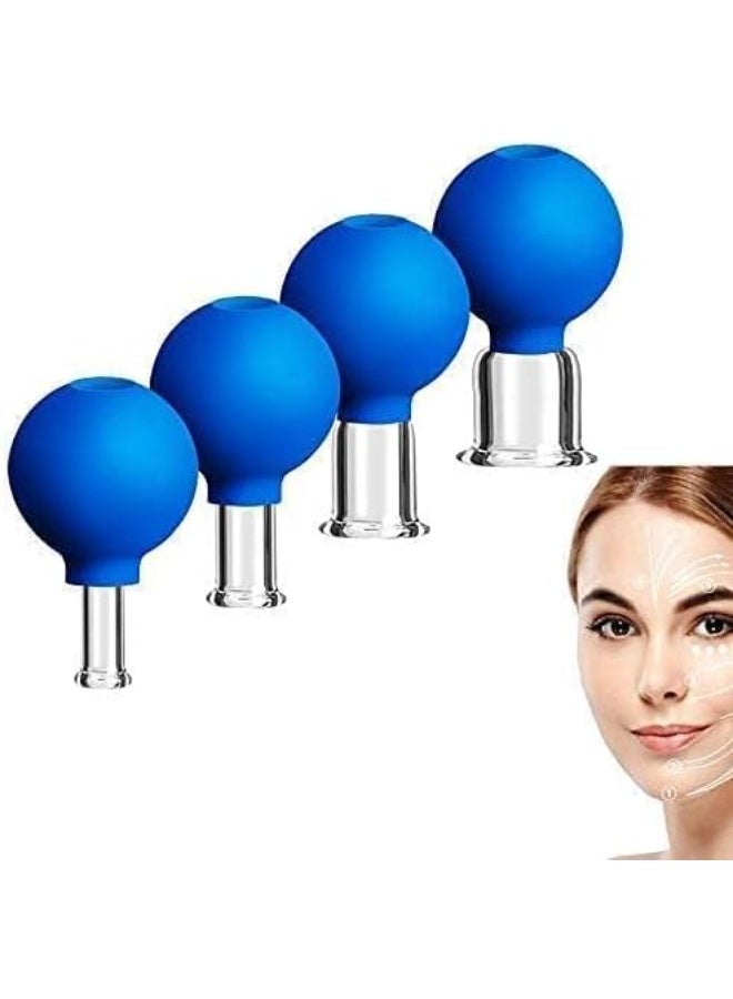 مجموعة الحجامة الزجاجية للوجه والجسم 4 قطع – طقم احترافي للشفط الفراغي بالسيليكون – مجموعة العلاج اللمفاوي ومكافحة السيلوليت – تجديد نضارة بشرة العينين والوجه والجسم. - Image 1