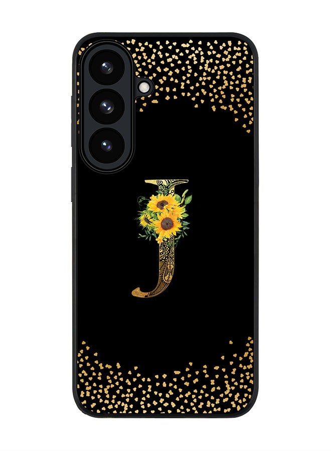 For Samsung Galaxy S26 Case,Slim fit Camera Protection, Shockproof Thin Phone cover  - Custom Floral Monogram - J ( Black )