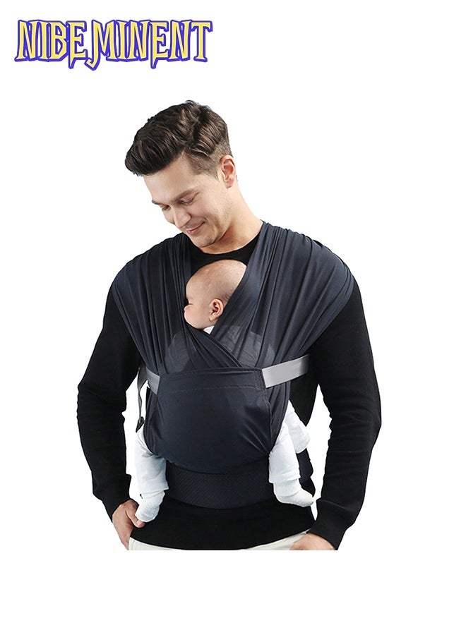 NIBEMINENT Baby Wrap Carrier Slings, Versatile Front-Facing Baby Sling Wrap Carrier, Adjustable Baby Carrier, Original Stretchy Infant Sling, Perfect for Newborn Babies and Children , Black - Image 2