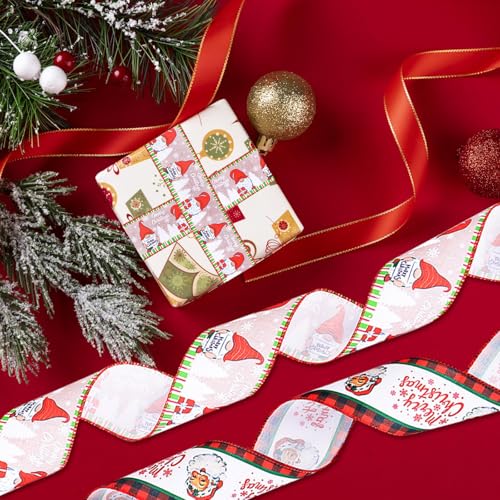 squishy Christmas Ribbon, 10M Red Green Plaid Snowflake Burlap Roll for Gift Wrapping, Christmas Tree Decor, DIY Holiday Crafts, Party Decoration (red (B)) - Image 5