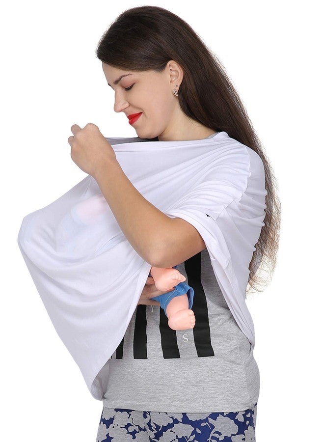 Feather Hug غطاء رضاعة فاخر من فيذر هاغ 360 درجة - مئزر رضاعة للأم، غطاء رضاعة مطاطي للأم، غطاء رضاعة غير شفاف للأم (أبيض)، عبوة من قطعة واحدة - Image 1