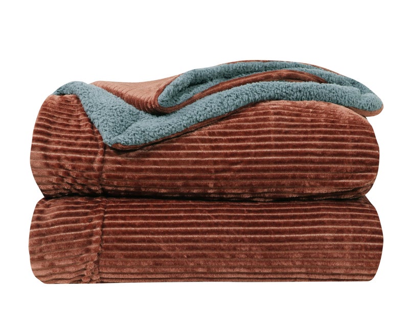 RD TREND Premium Reversible Summer AC Blanket Single/Mild Winter Sherpa Blanket Super Soft Stripe Flannel for Bed, Sofa, Couch, Camping and Travel - Image 2