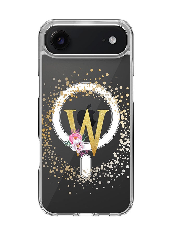 Stylizedd Classic Clear MagSafe Case for iPhone 17 Air , Hybrid Soft Case Flexible Edges Anti Drop TPU PC Gel Thin Transparent Cover [ Designed for iPhone 17 Air ] - Custom Monogram Initial Letter Floral Pattern Alphabet - W  (Clear )