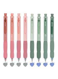 Erasable Gel Pens Set, 0.5 mm Fine Point in Blue and Black Ink, Quick-Dry Smooth Writing for School, Office, Note Taking, and Journaling - 8 Pack in Pink and Green.