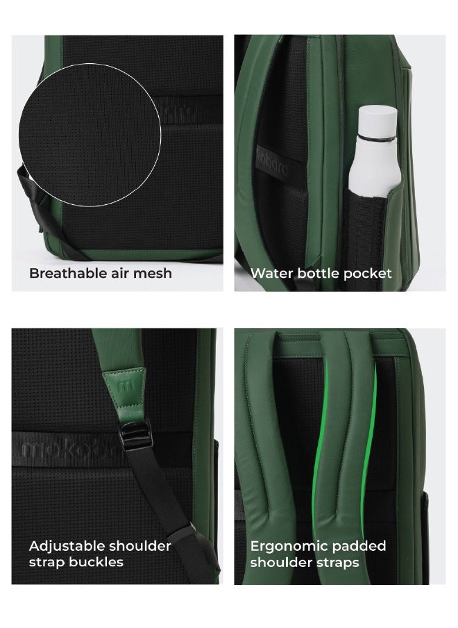 Mokobara - MOKOBARA The Autopilot Backpack Fits 15.6 Inch Laptop, 35L Capacity Premium Durable Nylon and Vegan Leather Black Unisex Multipurpose Laptop Backpack | Ideal for Office, Travel, School (Green Energy) - Image 1