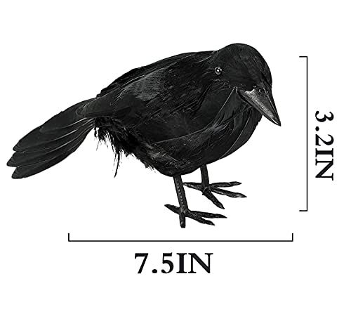 Moonear 2 PCS Halloween Realistic Black Feather Crows Lifelik Ravens Halloween Party Outdoor Decorations Birds Prop - Image 2