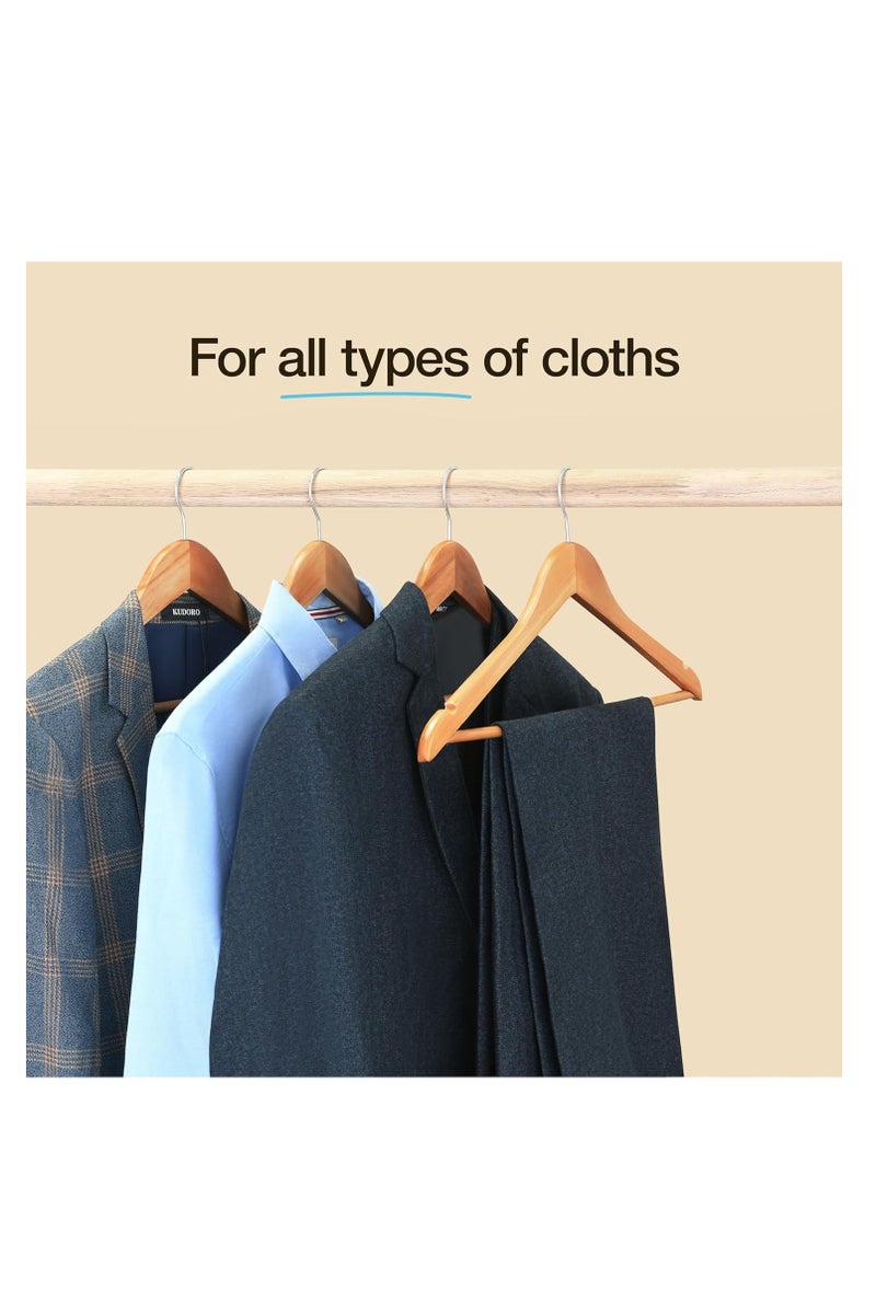 Solid Wood Hangers, 30 Pack Hardwood Clothes Hangers with 360° Swivel Anti-Rust Hook, Heavy Duty Non-Slip Coat/Suit Hangers - Wide Shoulders, Notches & Adjustable Pant Bar, Space Saving for Shirt, Dress, Robe - Image 2