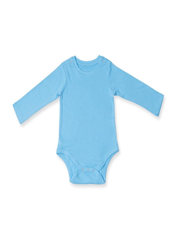 Fawnfeel Premium Cotton Full Sleeve Onesie/Bodysuit for boys/Girls Blue Solids - Image 1
