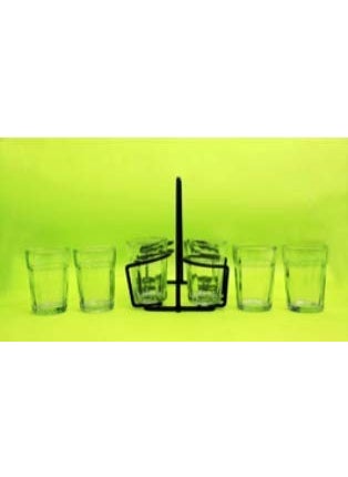 A Krazy Mug A Krazy Mug Transparent Cutting Chai Tea Glasses with Iron Stand Holder Set of 6 90ml  - Image 5