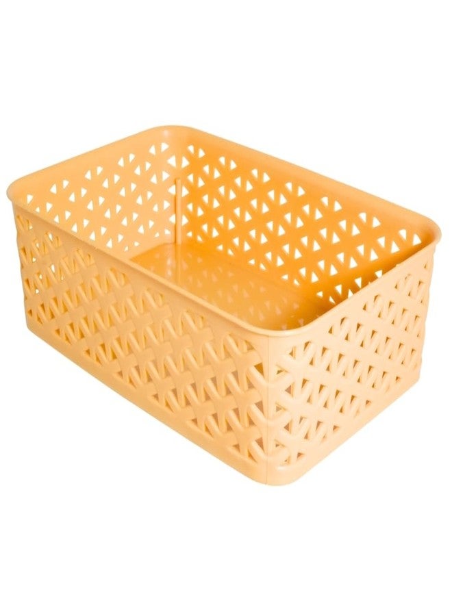 Morvi Ajanta-2 Multi-Purpose Plastic Storage Basket|Stackable Organizer Tokri For Home,Kitchen,Bathroom & Office|Ideal For Toys,Clothes,Cosmetics,Stationery|Set Of 1|Peach - Image 1