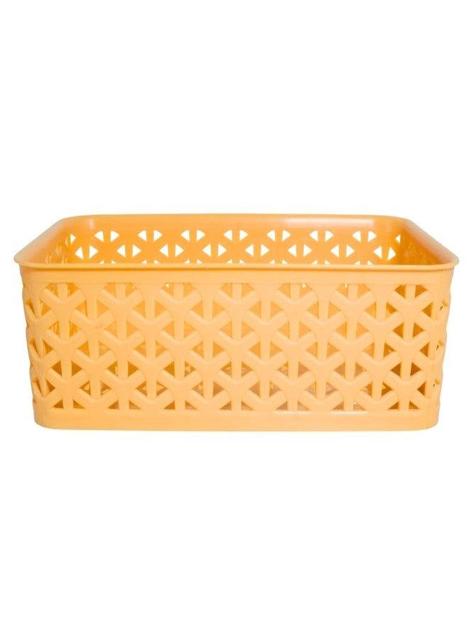 Morvi Ajanta-2 Multi-Purpose Plastic Storage Basket|Stackable Organizer Tokri For Home,Kitchen,Bathroom & Office|Ideal For Toys,Clothes,Cosmetics,Stationery|Set Of 1|Peach - Image 5