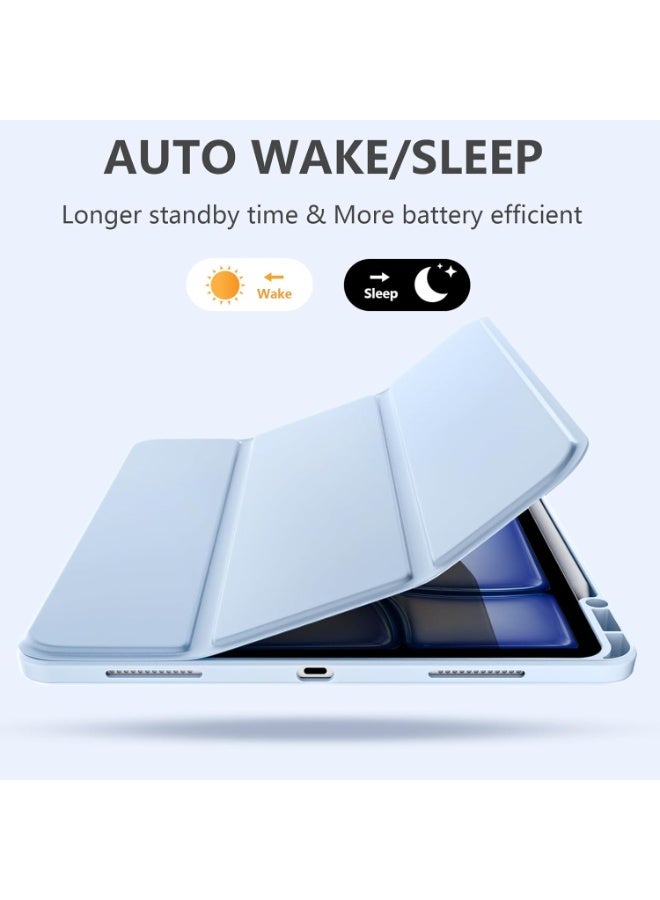 Case for iPad iPad Air 13 Inch Case M2 2024/iPad Pro 12.9 6th/5th/4th Generation 2022/2021/2020 with Pencil Holder, Clear Transparent Back Shell Slim Stand Shockproof Tablet Cover, Auto Wake/Sleep (Sky blue) - Image 2