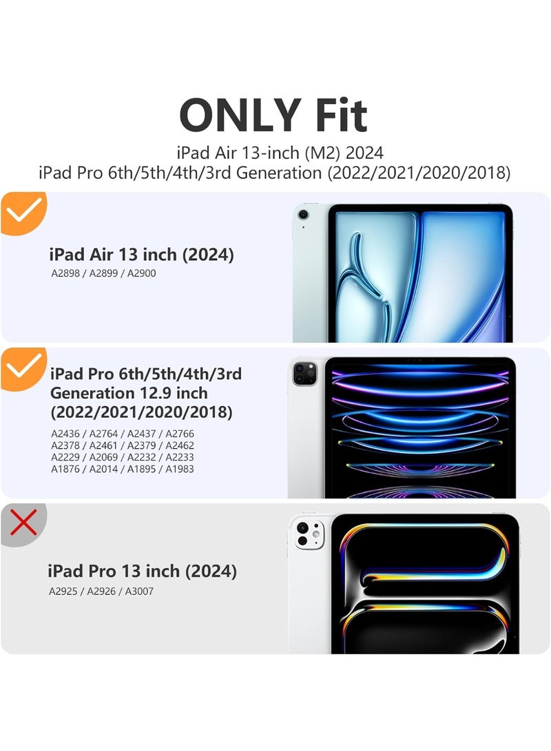 Case for iPad iPad Air 13 Inch Case M2 2024/iPad Pro 12.9 6th/5th/4th Generation 2022/2021/2020 with Pencil Holder, Clear Transparent Back Shell Slim Stand Shockproof Tablet Cover, Auto Wake/Sleep (Sky blue) - Image 4