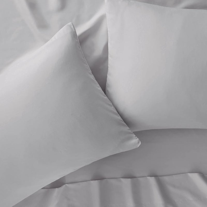 Serta Simply Clean Super Soft Hypoallergenic Stain Resistant Deep Pocket 3 Pieces Solid Bed Sheet Set, Twin XL, Silver Grey - Image 2
