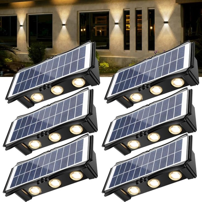 KIALUSH Solar Step Lights Outdoor 6 Pack 1500mAh Wall LightsFence Lights Solar Powered IP65 Outdoor Up and Down Solar Lighting for Step Wall Fence - Image 2