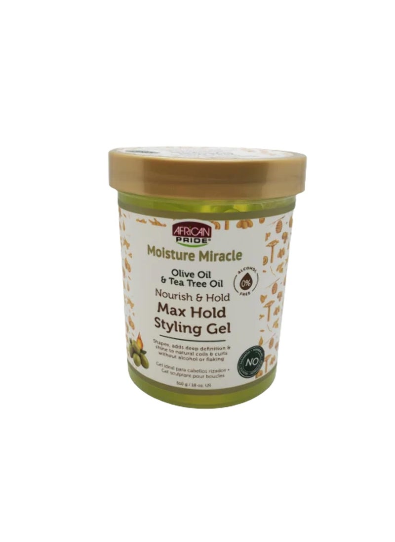 African Pride African Pride Moisture Miracle Max Hold Styling Gel with Olive Oil  Tee Tree Oil  18 fl oz Pack of 2 