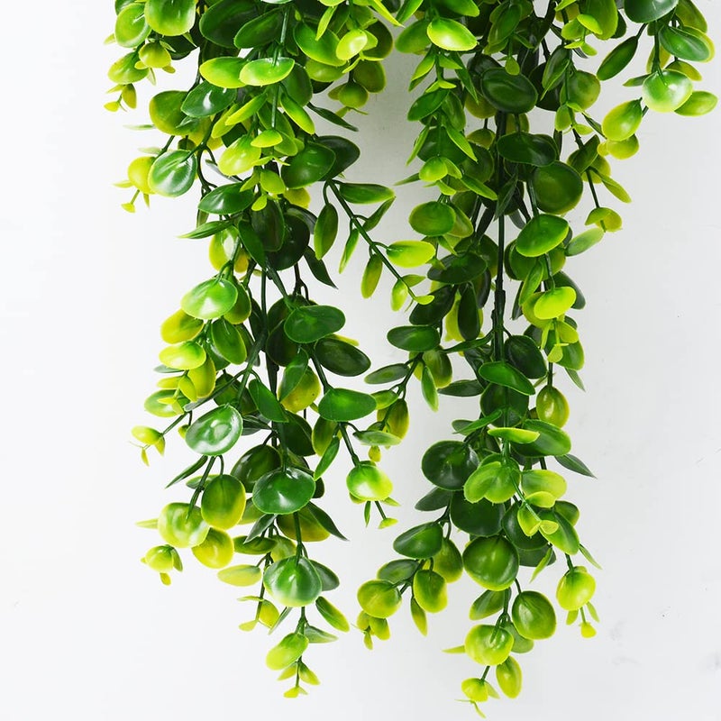 Antspirit 2pcs Artificial Hanging Plants Fake Hanging Plant Faux Eucalyptus Leaf Greenery Vine Outdoor UV Resistant Plastic Plants (2, Green) - Image 4