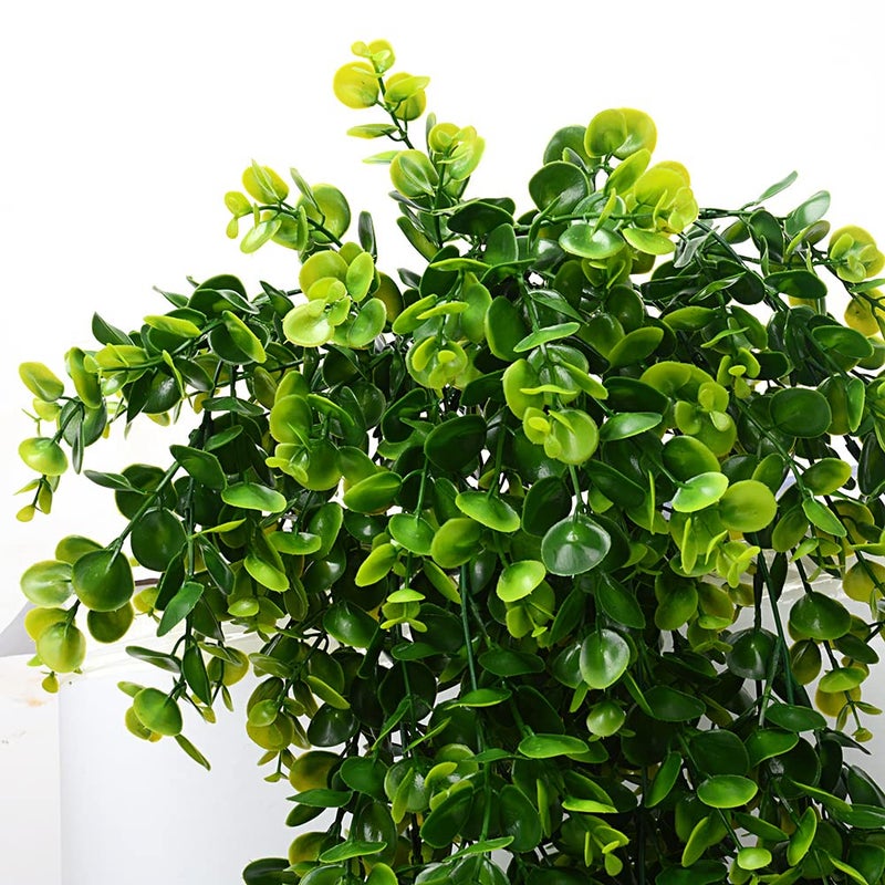 Antspirit 2pcs Artificial Hanging Plants Fake Hanging Plant Faux Eucalyptus Leaf Greenery Vine Outdoor UV Resistant Plastic Plants (2, Green) - Image 3