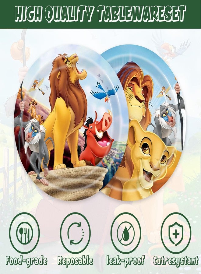 Omto 40Pcs Lion-Kings Party Supplies include 20 plates, 20 napkins for the Lion-Kings birthday party Decoration - Image 3