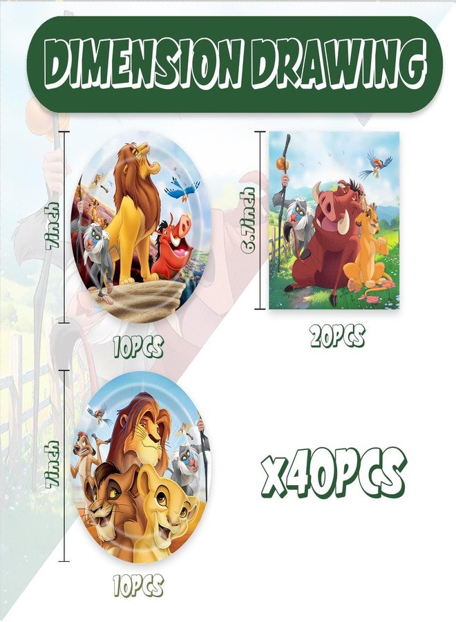 Omto 40Pcs Lion-Kings Party Supplies include 20 plates, 20 napkins for the Lion-Kings birthday party Decoration - Image 2